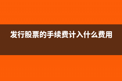 发行股票的手续费计入什么科目?(发行股票的手续费计入什么费用)