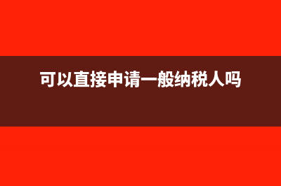 可以直接申请一般纳税人吗?(可以直接申请一般纳税人吗)