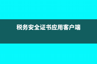 税务安全证书应用客户端怎么安装(税务安全证书应用客户端)