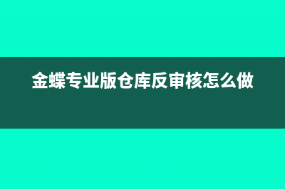 金蝶专业版仓库管理如何进行审核记账(金蝶专业版仓库反审核怎么做)