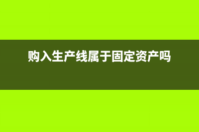 购入生产线属于什么科目(购入生产线属于固定资产吗)