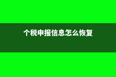 个税申报信息怎么在电子税务局查看(个税申报信息怎么恢复)