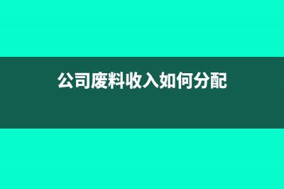 公司废料收入如何处理(公司废料收入如何分配)