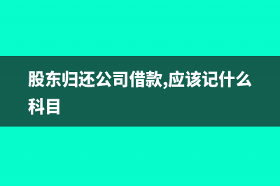 归还股东借款怎么处理(股东归还公司借款,应该记什么科目)