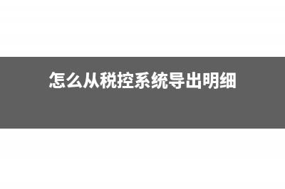税控系统如何导出客户编码(怎么从税控系统导出明细)