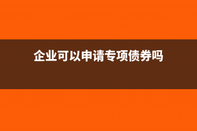 企业可以设专项收入科目吗(企业可以申请专项债券吗)