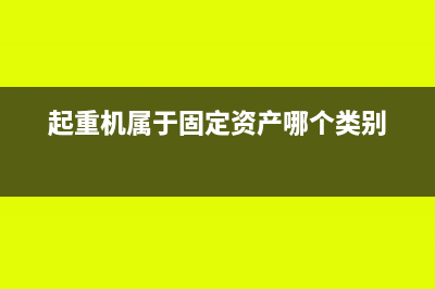 起重机属于固定资产哪个(起重机属于固定资产哪个类别)