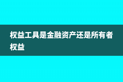 权益工具是金融资产吗(权益工具是金融资产还是所有者权益)