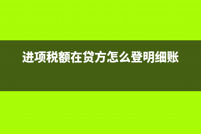 进项税额在贷方怎么办(进项税额在贷方怎么登明细账)