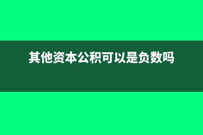其他资本公积可以转增资本吗(其他资本公积可以是负数吗)