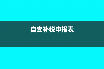 自查补税怎么申报(自查补税申报表)
