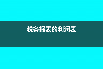 税务报表中的利润表如何填写(税务报表的利润表)