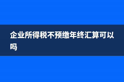 企业所得税不预缴可以吗(企业所得税不预缴年终汇算可以吗)