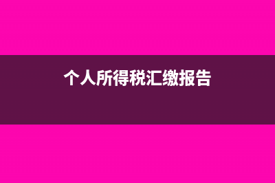 个人所得税汇缴退税规则有哪些(个人所得税汇缴报告)