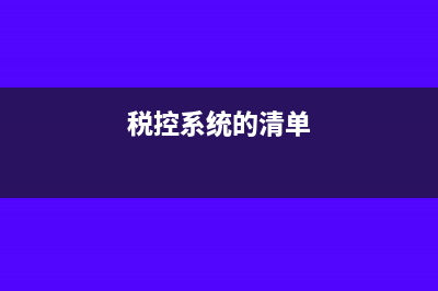 税控清单是什么意思(税控系统的清单)