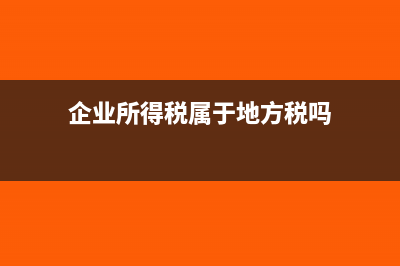企业所得税属于应交税费吗(企业所得税属于地方税吗)