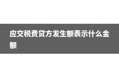 应交税费贷方发生额表示什么(应交税费贷方发生额表示什么金额)