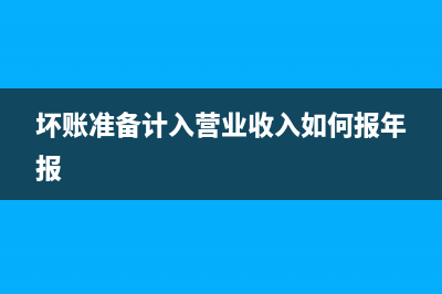 坏账准备计入营业外支出吗(坏账准备计入营业收入如何报年报)
