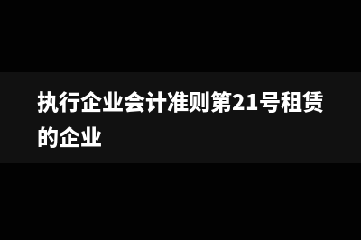 执行企业会计准则类别怎么填(执行企业会计准则第21号租赁的企业)