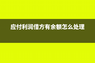 应付利润借方有余额怎么处理