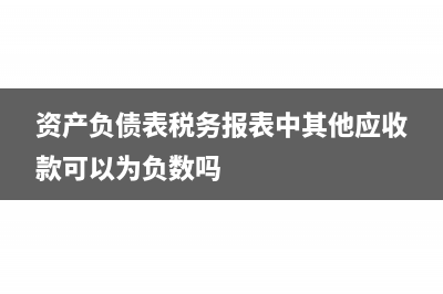 资产负债表税务申报不能填零吗(资产负债表税务报表中其他应收款可以为负数吗)