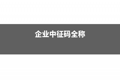 公司中征码是什么(企业中征码全称)