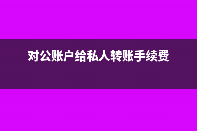 对公账户给私人转账的账务处理(对公账户给私人转账手续费)