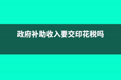 政府补助收入要交企业所得税吗(政府补助收入要交印花税吗)