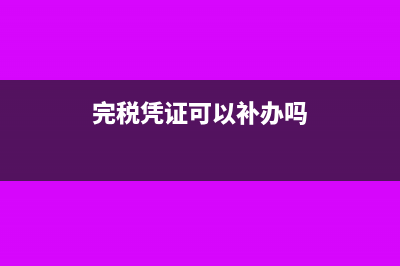 完税凭证可以补开吗(完税凭证可以补办吗)