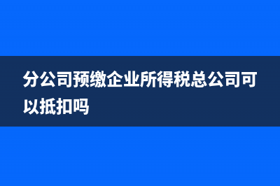 分公司如何预缴所得税(分公司预缴企业所得税总公司可以抵扣吗)