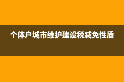 个体城市维护建设税要怎么填申报表(个体户城市维护建设税减免性质)