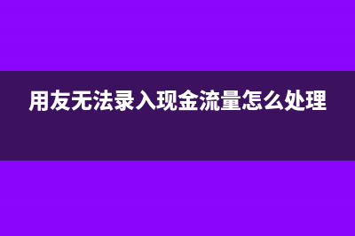 用友无法录入现金流量怎么处理