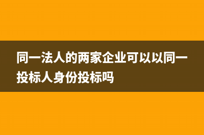 同一个法人的两家企业之间是否可以进行资产调拨(同一法人的两家企业可以以同一投标人身份投标吗)