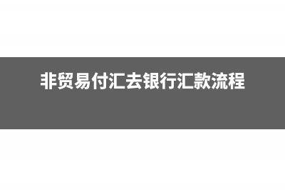 非贸付汇流程是什么(非贸易付汇去银行汇款流程)