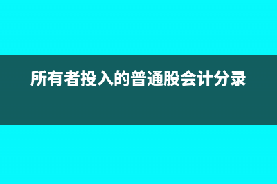 所有者投入的普通股什么意思(所有者投入的普通股会计分录)