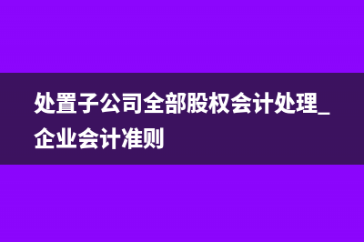 处置子公司全部股权的会计处理(处置子公司全部股权会计处理 企业会计准则)