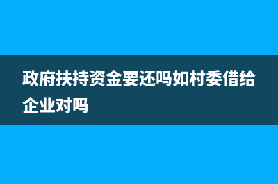 政府扶持资金要缴纳企业所得税吗(政府扶持资金要还吗如村委借给企业对吗)