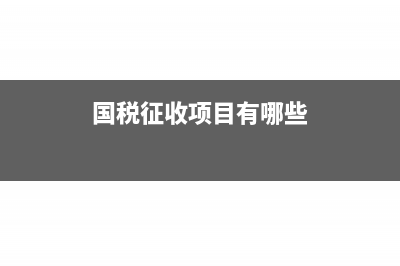 国税收都有哪些税(国税征收项目有哪些)