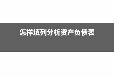 怎样填列分析资产负债表