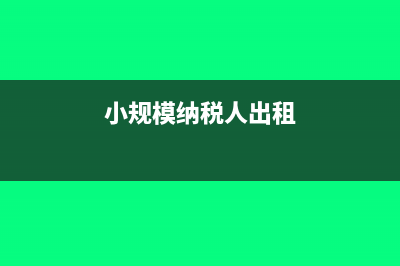 小规模纳税人出租不动产交哪些税及税务处理(小规模纳税人出租)