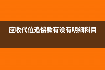 应收代位追偿款的对应会计科目是什么呢？(应收代位追偿款有没有明细科目)