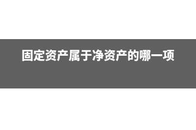 固定资产属于净资产吗?(固定资产属于净资产的哪一项)