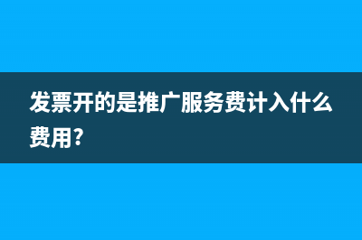 发票开的是推广服务费计入什么费用?