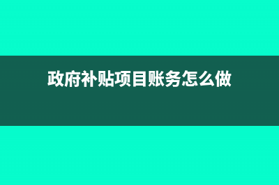 政府补贴项目账务处理怎么做?(政府补贴项目账务怎么做)