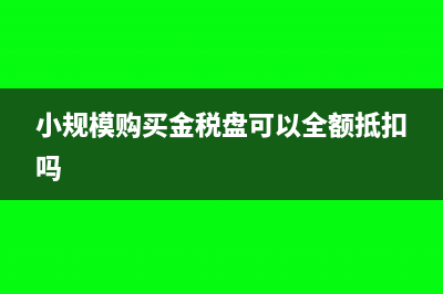 小规模金税盘全额抵扣可以吗?(小规模购买金税盘可以全额抵扣吗)