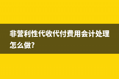 非营利性代收代付费用会计处理怎么做?