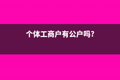 个体工商户有公章吗?(个体工商户有公户吗?)