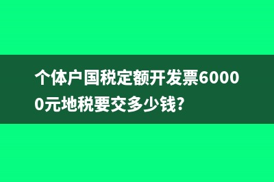个体户国税定额开发票60000元地税要交多少钱?