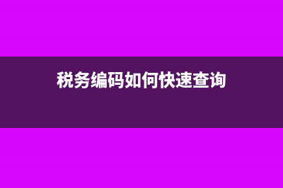 税务编码如何快速选择好?(税务编码如何快速查询)