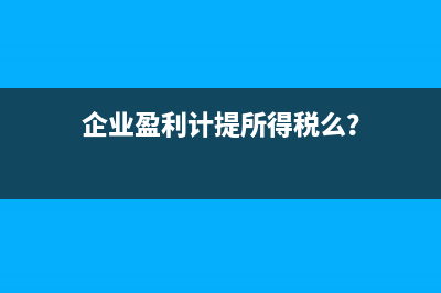 企业盈利计提所得税么？